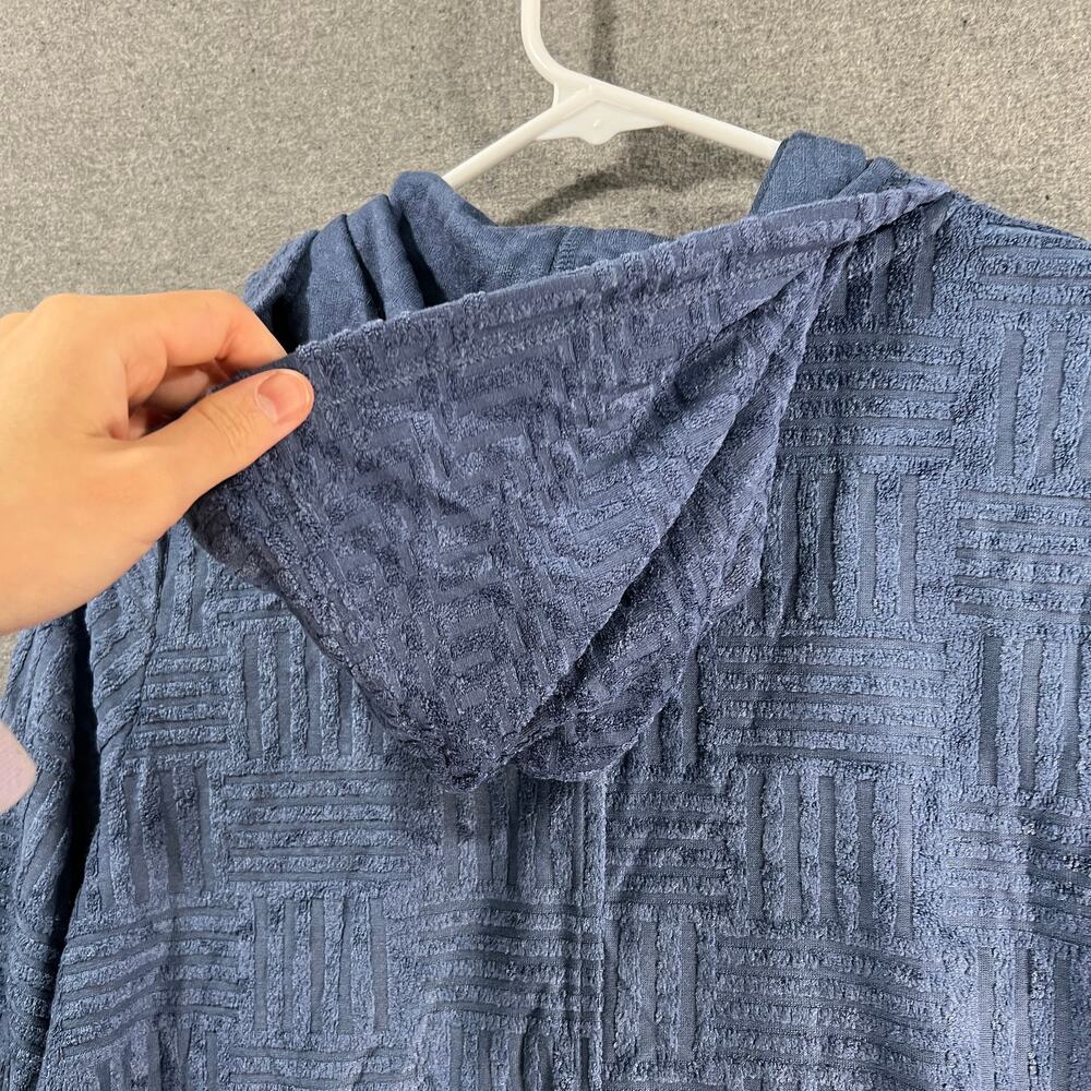 LOGO Lounge by Lori Goldstein Textured Terry Cloth Hoodie Blue Marble, X-Small - Picture 11 of 12